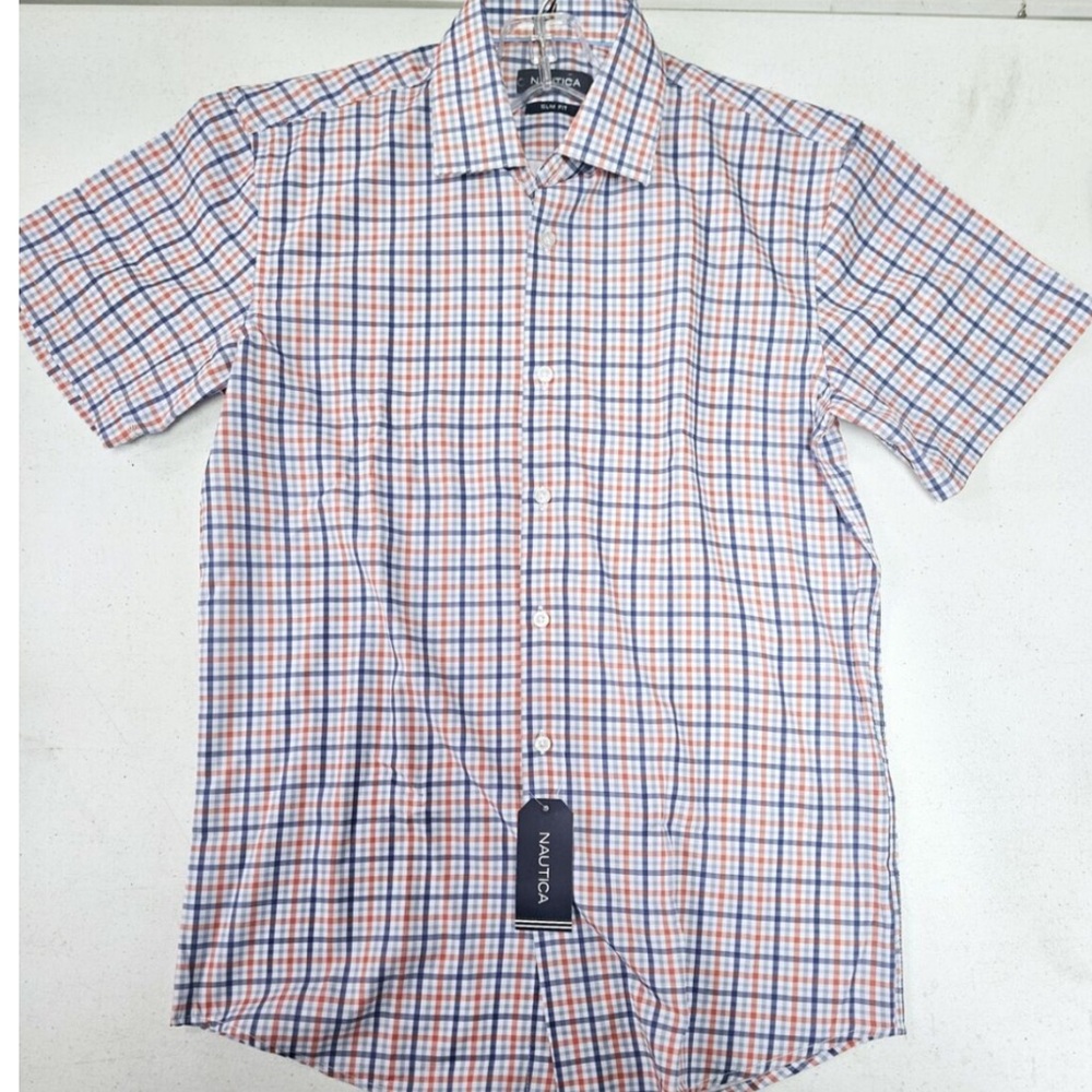 Nautica Men's Short Sleeve Button Down Plaid Shirt
